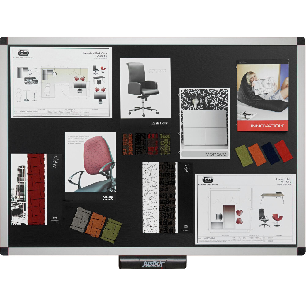 JUSTICK LARGE NOTICE BOARD Aluminium Frame 900x1200mm Blk