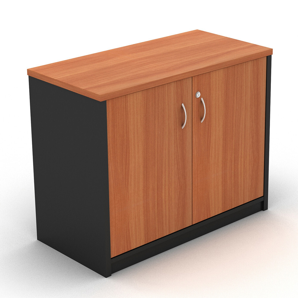 OM STATIONERY CUPBOARD W900 x D450 x H720mm 4 Shelf Cherry Charcoal