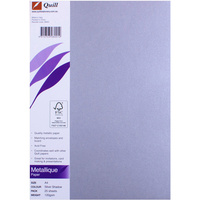 QUILL 120GSM A4 METALLIQUE Paper Silver Shadow 25 Sheets Pack