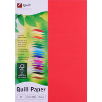 QUILL COLOUR COPY PAPER A4 80GSM Red 500 Sheets Ream