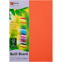 Quill Board 210GSM A4 Orange Pack 50