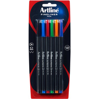 ARTLINE SUPREME FINELINER PENS 0.4mm Assorted Colours Pack of 6