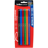 ARTLINE SUPREME FINELINER PENS 0.6mm Assorted Colours Pack of 6