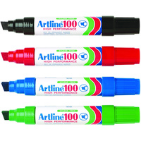 ARTLINE 100 PERMANENT MARKERS Chisel 12mm Jumbo Assorted Pack of 6