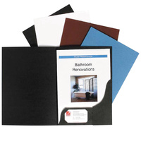 MARBIG PRESENTATION FOLDERS Leathergrain Black Pack of 10