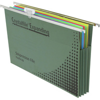 CRYSTALFILE SUSPENSION FILES F/Cap Expanding Green Complete 90mm Gussetted Box of 10