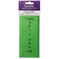 CRYSTALFILE TAB INSERTS A-Z Green Pack of 60