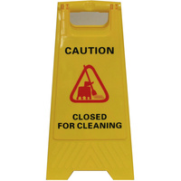CLEANLINK SAFETY SIGN Closed For Cleaning Yellow 32x31x65cm