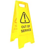 CLEANLINK SAFETY SIGN Out Of Service 32x31x65cm Yellow