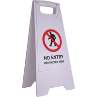 CLEANLINK SAFETY SIGN No Entry Restricted Area 32x31x65cm White