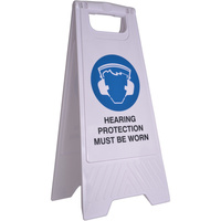 CLEANLINK SAFETY SIGN Hearing Protection Must BeWorn 32x31x65cm White