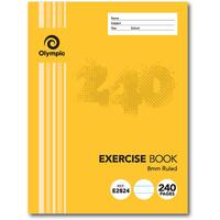 OLYMPIC EXERCISE BOOK 225mm x 175mm 8mm Ruled 240 Pages