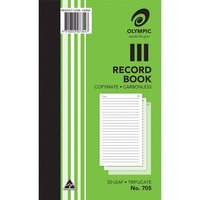OLYMPIC CARBONLESS BOOK 705 Triplicate 200mm x 125mm Record 50 Leaf
