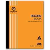 OLYMPIC CARBONLESS BOOK 706 Duplicate 250mm x 200mm Record 50 Leaf
