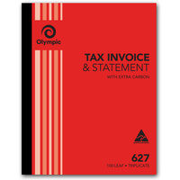 OLYMPIC CARBON BOOK 627 Triplicate 250mm x 200mm Invoice Statement 100 Leaf