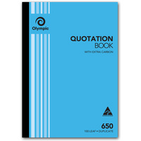 OLYMPIC CARBON BOOK 650 Duplicate A4 297mm x 210mm Quotation 100 Leaf