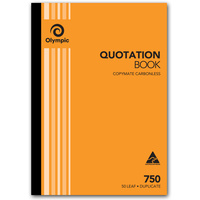 OLYMPIC CARBONLESS BOOK 750 Duplicate A4 297mm x 210mm Quotation 50 Leaf