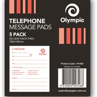 OLYMPIC TELEPHONE MESSAGE PADS 100x120m 50 leaf Pack of 5
