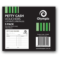 OYLMPIC PETTY CASH PAD Singles 50Leaf 100x120mm Pack of 5