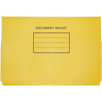 CUMBERLAND DOCUMENT WALLET Foolscap Manilla Bright Yellow Pack of 50