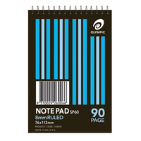 OLYMPIC SPIRAL NOTEPAD SP60 8mm Ruled 76mm x 112mm 90 Page