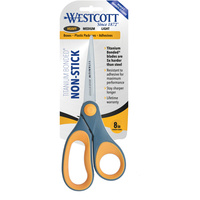 Westcott Scissors Titanium Bonded Straight Handle 203mm Non Stick Grey