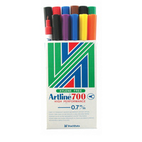 ARTLINE 700 PERMANENT MARKERS Fine Bullet Assorted Colours Pack of 12
