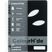 COLOURHIDE NOTEBOOK A5 2 Subject 300 Page Black