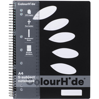 COLOURHIDE NOTEBOOK A4 5 Subject 250 Page Black