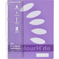 COLOURHIDE NOTEBOOK A4 5 Subject 250 Page Purple