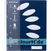 COLOURHIDE NOTEBOOK A4 5 Subject 250 Page Navy