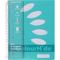 COLOURHIDE NOTEBOOK A4 5 Subject 250 Page Aqua