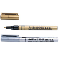 ARTLINE 990XF METALLIC MARKERS Fine Assorted Gold / Silver Pack of 12