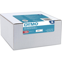 DYMO D1 LABEL CASSETTE TAPE 12mm x 7m Black on White Value Pack of 10