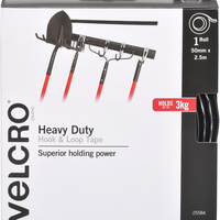 VELCRO BRAND HOOK AND Loop Heavy Duty Fasteners Tape 50mmx2.5m Black