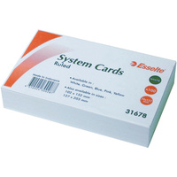 ESSELTE RULED SYSTEM CARDS 127mm x 76mm (5 x 3) White Pack of 100
