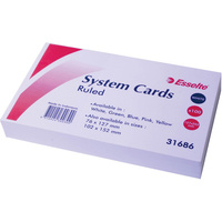 ESSELTE RULED SYSTEM CARDS 203mm x 127mm (8 x 5) White Pack of 100