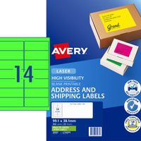 AVERY L7163FG LASER LABELS 14UP 99.1x38.1mm Fluoro Pack of 25