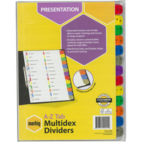 MARBIG MANILLA DIVIDER Multidex A4 A-Z Tab Multi Colour
