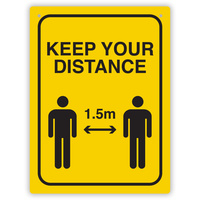 DURUS HEALTH AND SAFETY SIGN Wall Sign Social Distance Yellow and Black