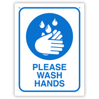 DURUS HEALTH AND SAFETY SIGN Wall Sign Wash Hands Blue and White