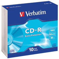 VERBATIM RECORDABLE CD-R 80min 700MB 52X Jewel Case 10 Pack