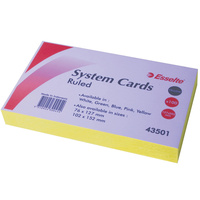 ESSELTE RULED SYSTEM CARDS 127x76mm (5x3) Yel Pack of 100