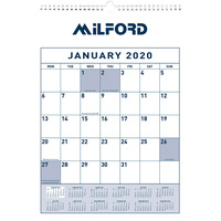 MILFORD CALENDAR 295MM X 422MM Month To View White