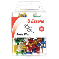 ESSELTE PINS PUSH 8x20mm Assorted Pack of 50