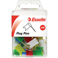 ESSELTE PINS FLAG 10x18x33mm Assorted Pack of 50