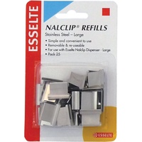 ESSELTE NALCLIP REFILLS Large St/Steel Pack of 25