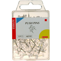 ESSELTE PUSH PINS CLEAR 4 X 17mm Pack of 50