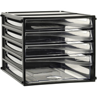 ESSELTE FILING DRAWERS 4 Clear Drawers Black Shell