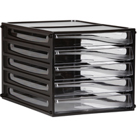 ESSELTE FILING DRAWERS 5 Clear Drawers Black Shell